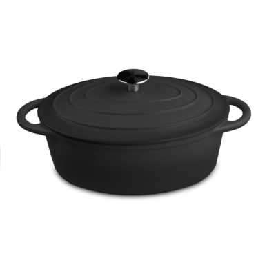 OUTR OVAL CASSEROLE SATIN BLACK DIA 29 CM