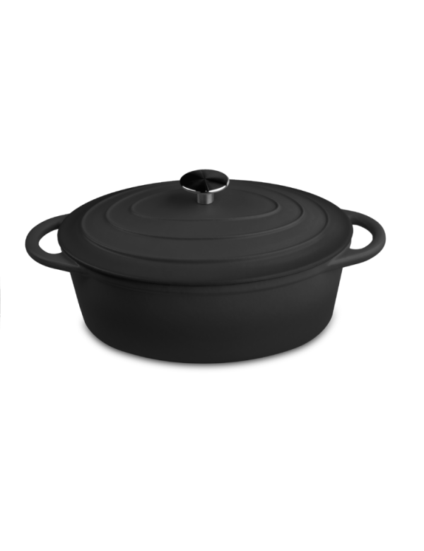 OUTR OVAL CASSEROLE SATIN BLACK DIA 29 CM